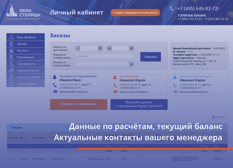Данные по расчетам